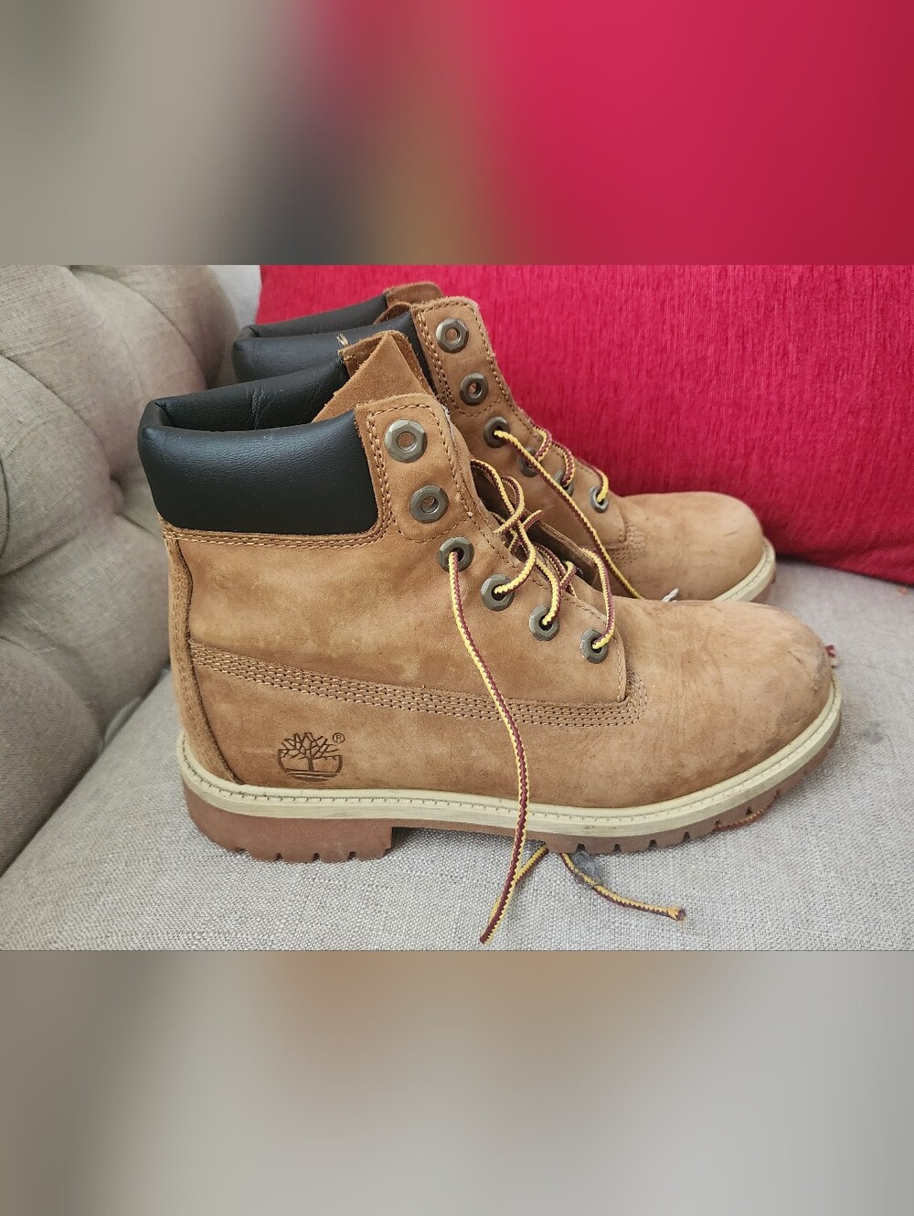 Timberland Wheat Nubuck Work Boot with Black Collar